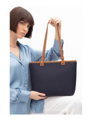 Shoulder Bag Navy Blue-Camel