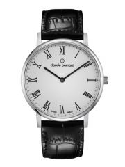 שעון  יוניסקס CLAUDE BERNARD קולקציית  Slim line רצועת עור שחורה דגם 202193BR