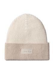 PATCH WOOL CHUNKY RIB BEANIE