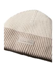 PATCH WOOL CHUNKY RIB BEANIE