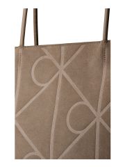 EMBLEM AOP EMBOSSED SUEDE TOTE