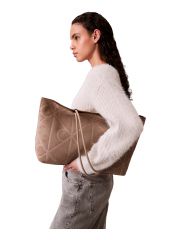 EMBLEM AOP EMBOSSED SUEDE TOTE