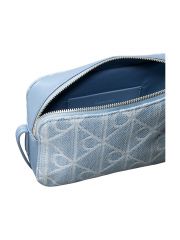 EMBLEM AOP DENIM CAMERA BAG