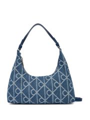 EMBLEM AOP DENIM SHOULDER BAG