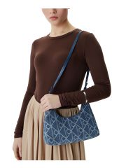 EMBLEM AOP DENIM SHOULDER BAG