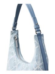 EMBLEM AOP DENIM SHOULDER BAG