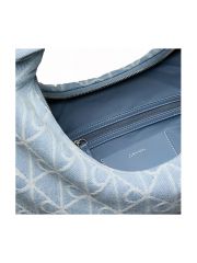EMBLEM AOP DENIM HOBO BAG