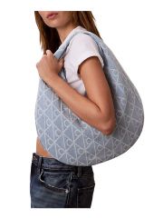 EMBLEM AOP DENIM HOBO BAG