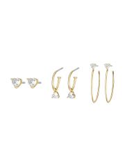 סט פוסיל לאישה של 3 זוגות עגילים דגם JGFTSET1065