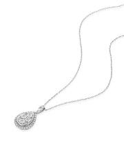 שרשרת LAUREN  טיפה זהב לבן  14 קארט 34 יהלומים 0.23 קארט G-SI