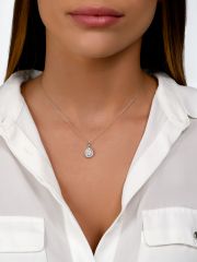 שרשרת LAUREN  טיפה זהב לבן  14 קארט 34 יהלומים 0.23 קארט G-SI