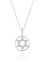 תליון מגן דויד מזהב לבן  14 קארט 48 יהלומים 0.13 קארט G-SI