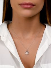 תליון מגן דויד מזהב לבן  14 קארט 48 יהלומים 0.13 קארט G-SI