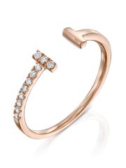 טבעת  MEGHANE  זהב אדום  14קראט משובצת 11 יהלומים 0.09 קראט G-SI