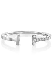 טבעת MEGHANE  זהב לבן  14קראט משובצת 11 יהלומים 0.09 קראט G-SI