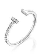 טבעת MEGHANE  זהב לבן  14קראט משובצת 11 יהלומים 0.09 קראט G-SI