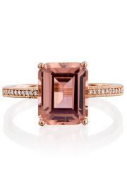 טבעת KATE זהב אדום  14קראט משובצת 20 יהלומים 0.05 קראט G-SIעם אבן ורודה בצורת ריבוי