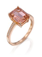 טבעת KATE זהב אדום  14קראט משובצת 20 יהלומים 0.05 קראט G-SIעם אבן ורודה בצורת ריבוי