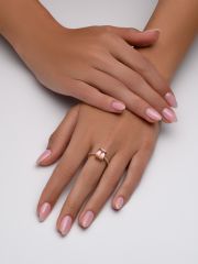 טבעת KATE זהב אדום  14קראט משובצת 20 יהלומים 0.05 קראט G-SIעם אבן ורודה בצורת ריבוי