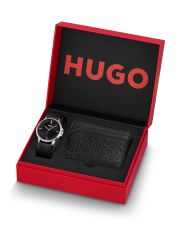 סט שעון וארנק כרטיסים HUGO לגבר מקולקציית #FOCUS דגם 1570137