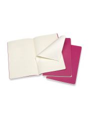 3 מחברות חלקות כריכה רכה מבית MOELSKINE  צבע ורוד דגם MOL-CH018D17