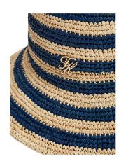TH SCRIPT STRIPED RAFFIA BUCKET