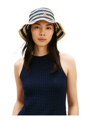TH SCRIPT STRIPED RAFFIA BUCKET