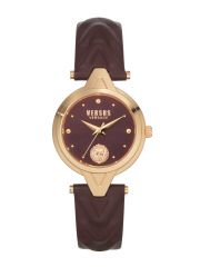 שעון יד  VERSUS VERSACE עם רצועת עור בורדו דגם VSPVN0520