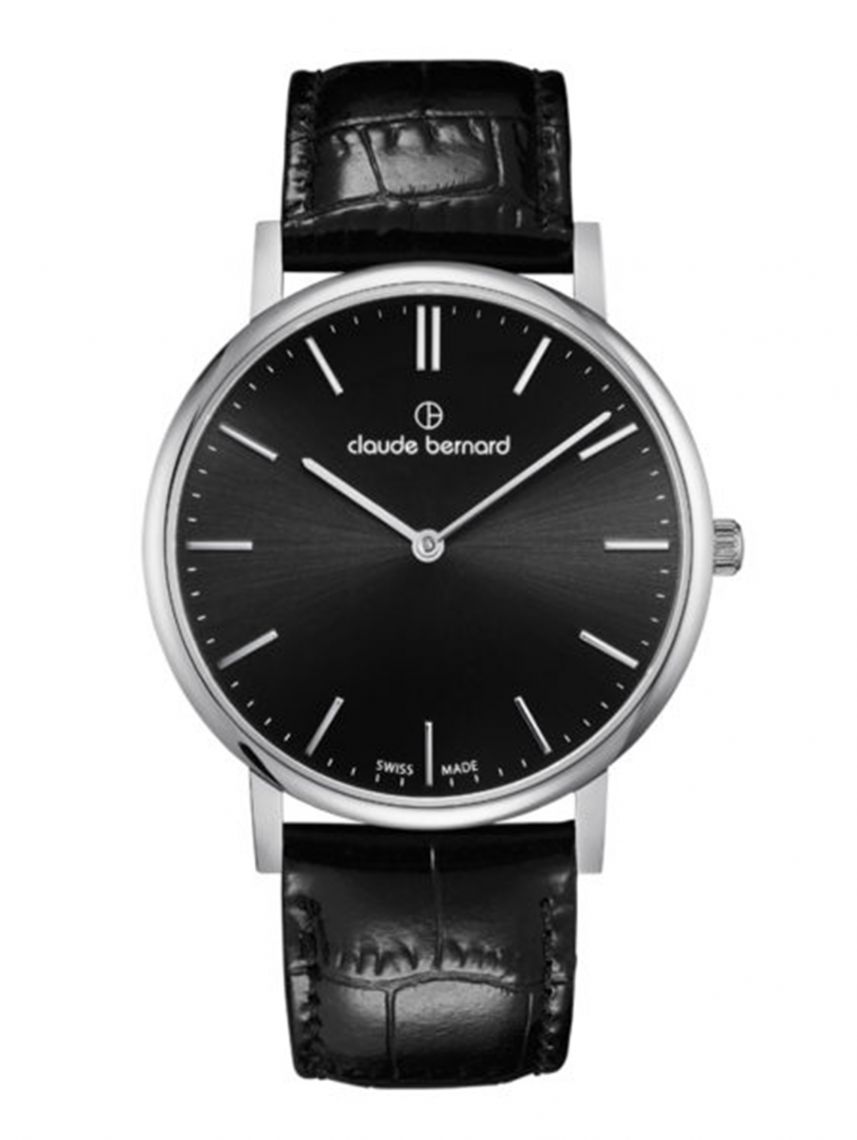 שעון  יוניסקס CLAUDE BERNARD קולקציית  Slim line רצועת עור דגם 202193NIN