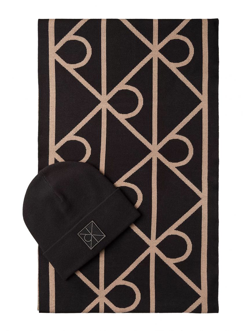 סט כובע וצעיף צמר CK דגם CK-LV04D0007G-UB1