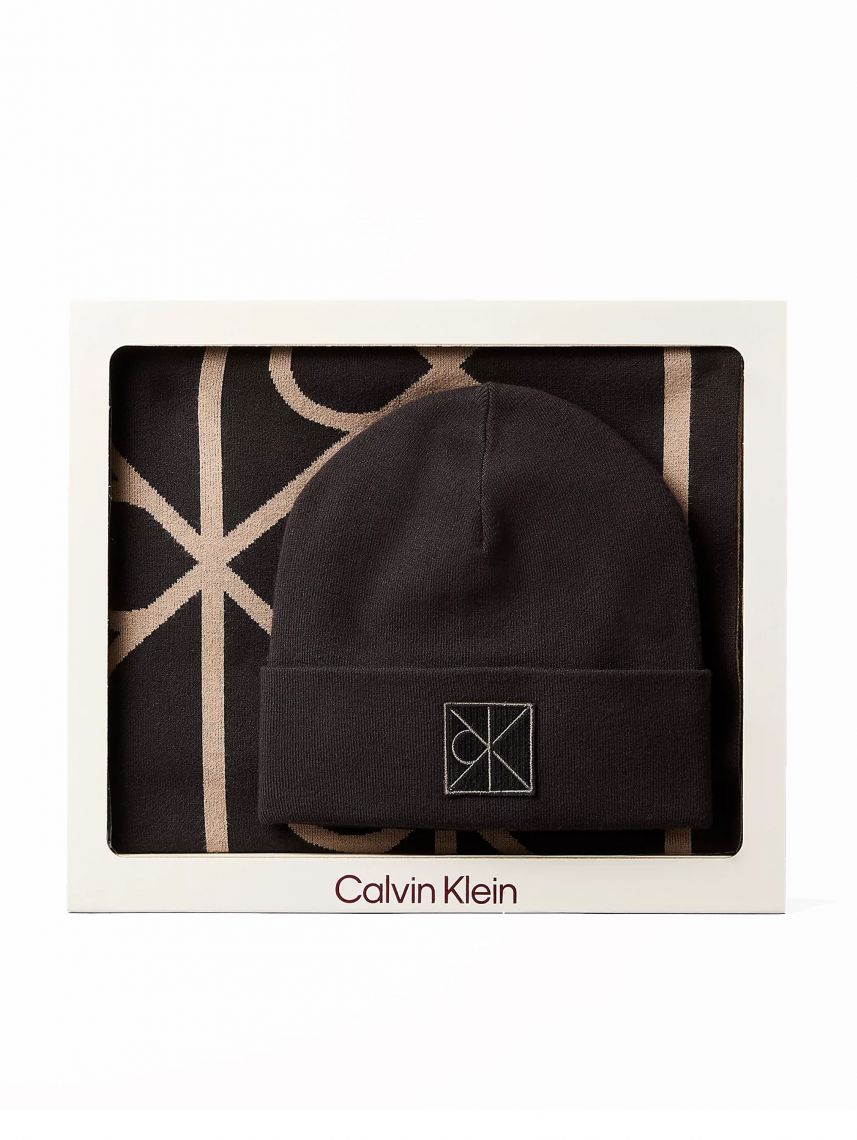 סט כובע וצעיף צמר CK דגם CK-LV04D0007G-UB1
