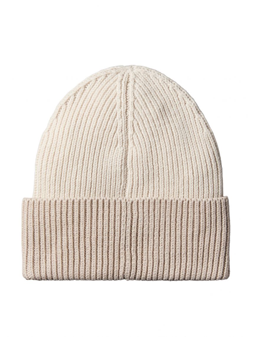PATCH WOOL CHUNKY RIB BEANIE