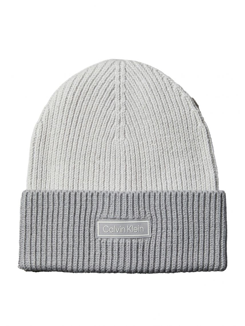 PATCH WOOL CHUNKY RIB BEANIE