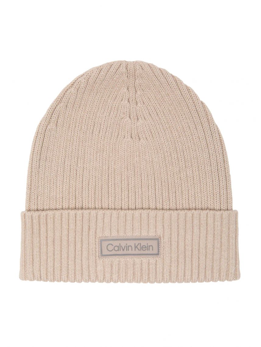 PATCH CHUNKY RIB COTTON BEANIE