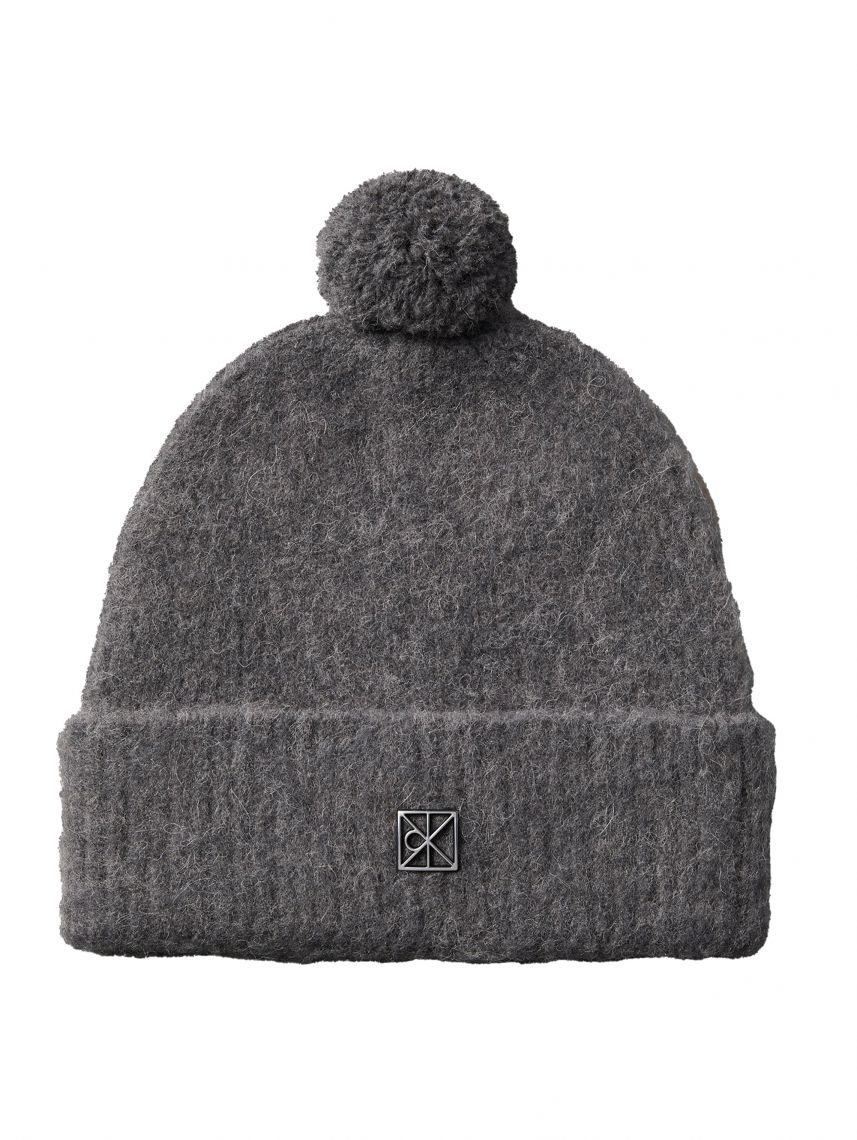 EMBLEM BRUSHED POMPOM BEANIE