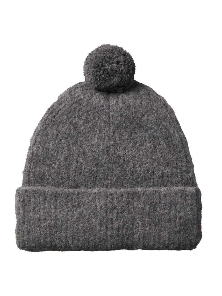 EMBLEM BRUSHED POMPOM BEANIE