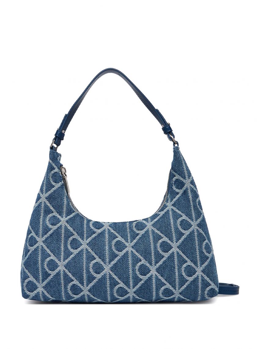 EMBLEM AOP DENIM SHOULDER BAG