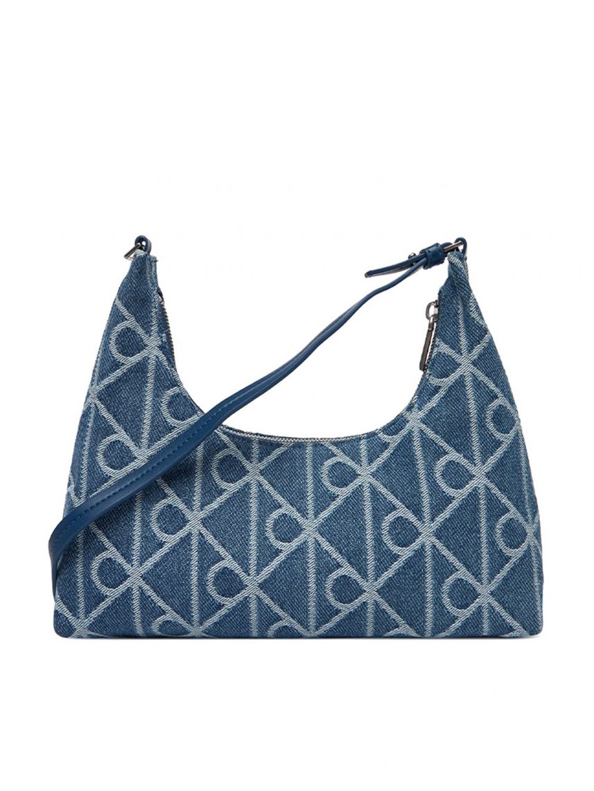 EMBLEM AOP DENIM SHOULDER BAG
