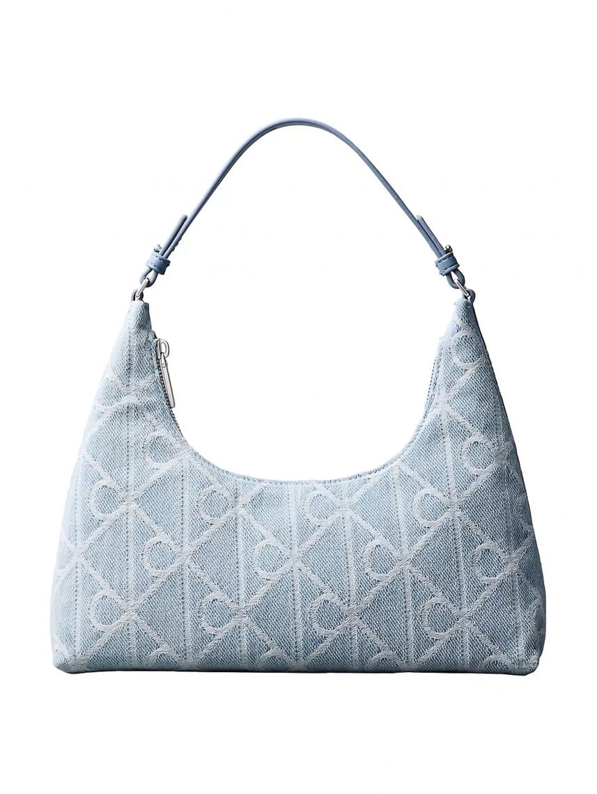 EMBLEM AOP DENIM SHOULDER BAG