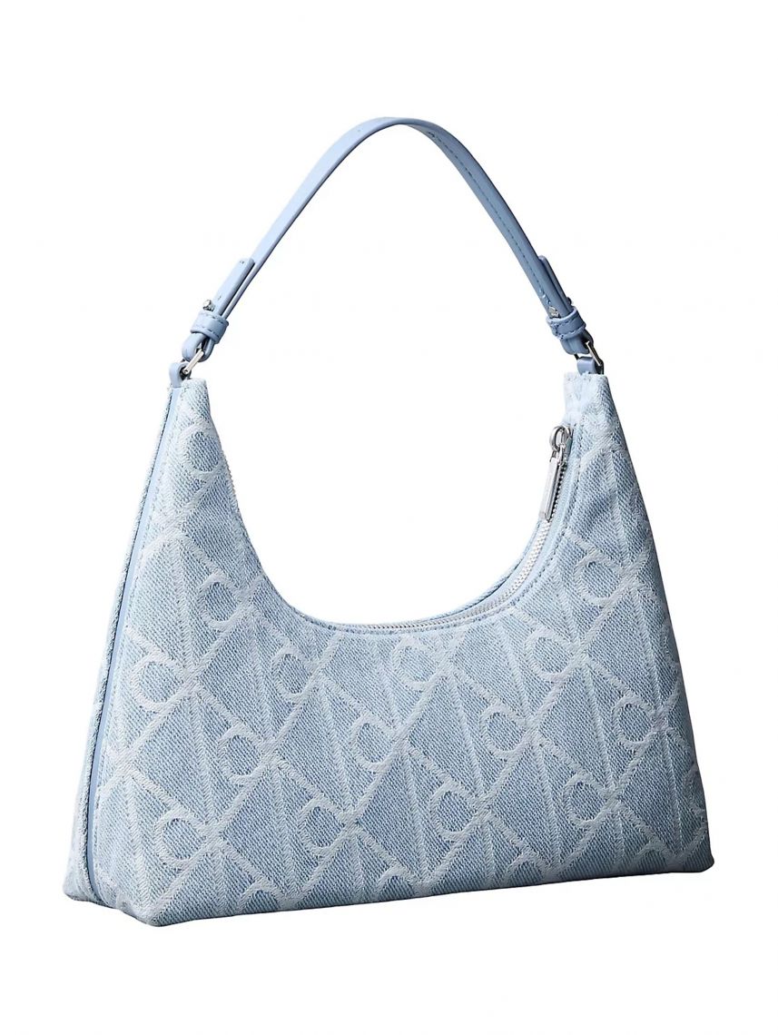 EMBLEM AOP DENIM SHOULDER BAG