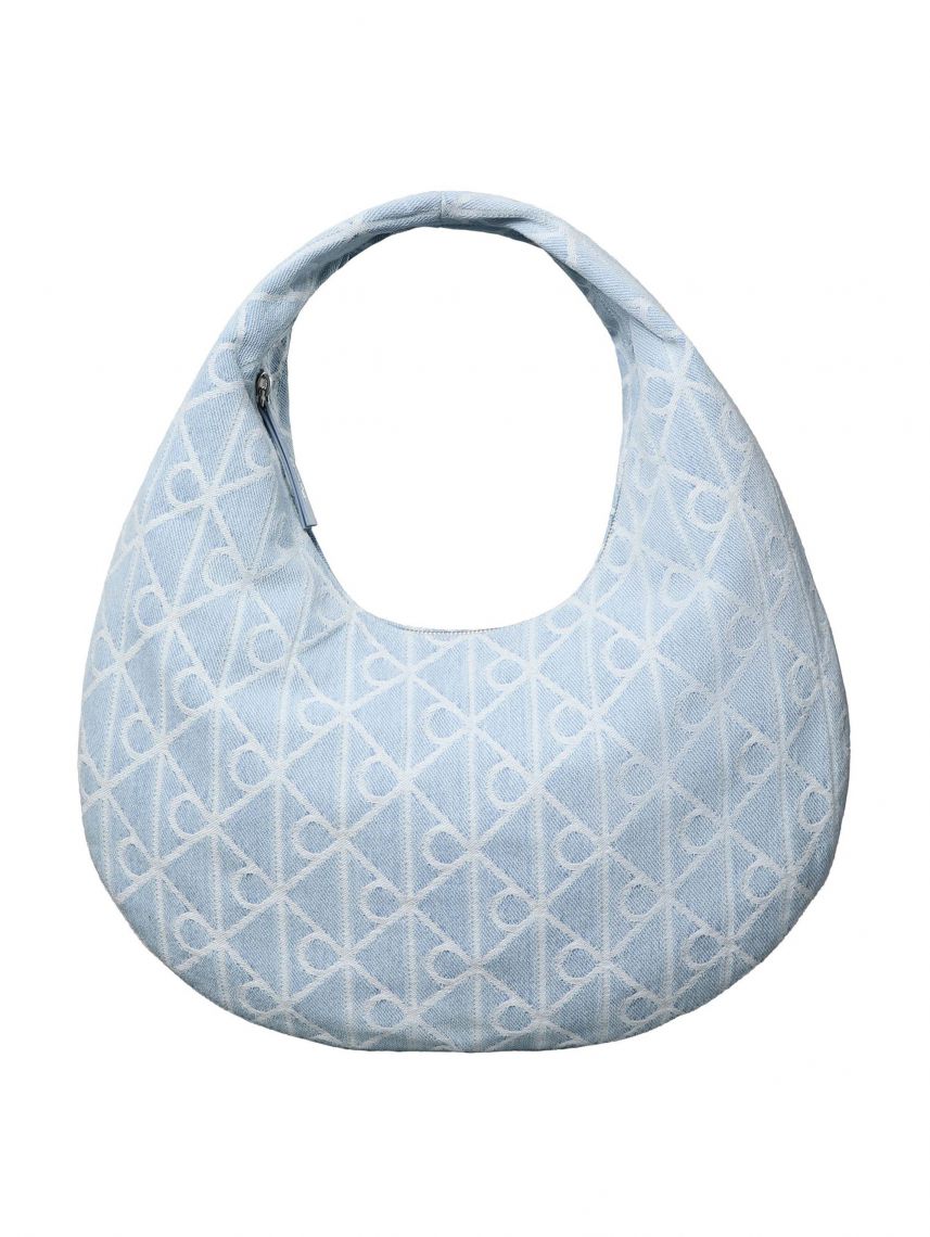 EMBLEM AOP DENIM HOBO BAG