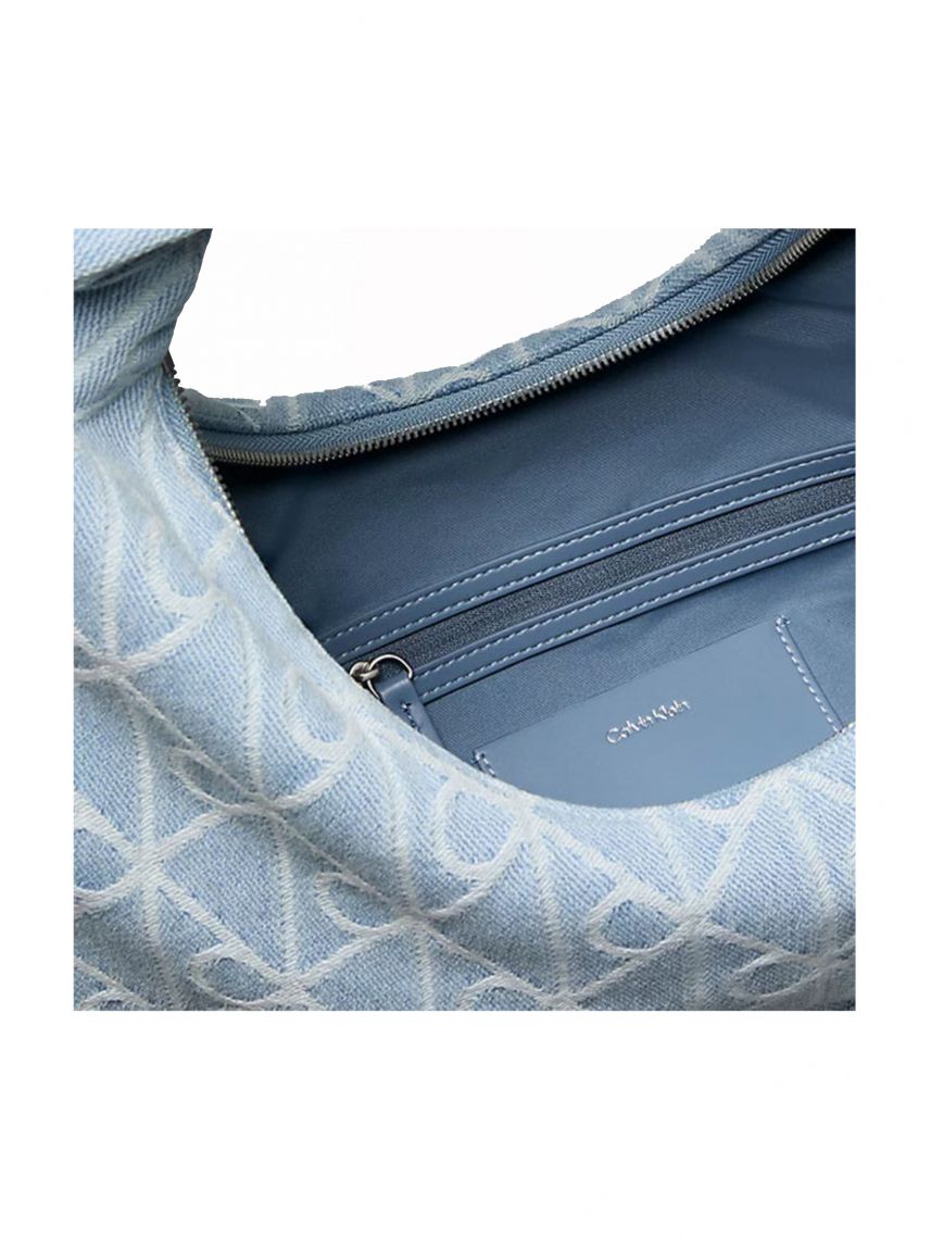 EMBLEM AOP DENIM HOBO BAG