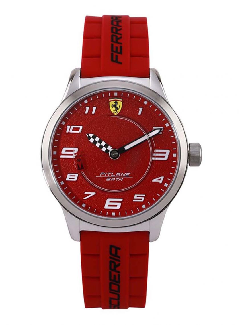 שעון יד יוניסקס מבית FERRARI עם רצועת סיליקון בצבע אדום דגם 0860016