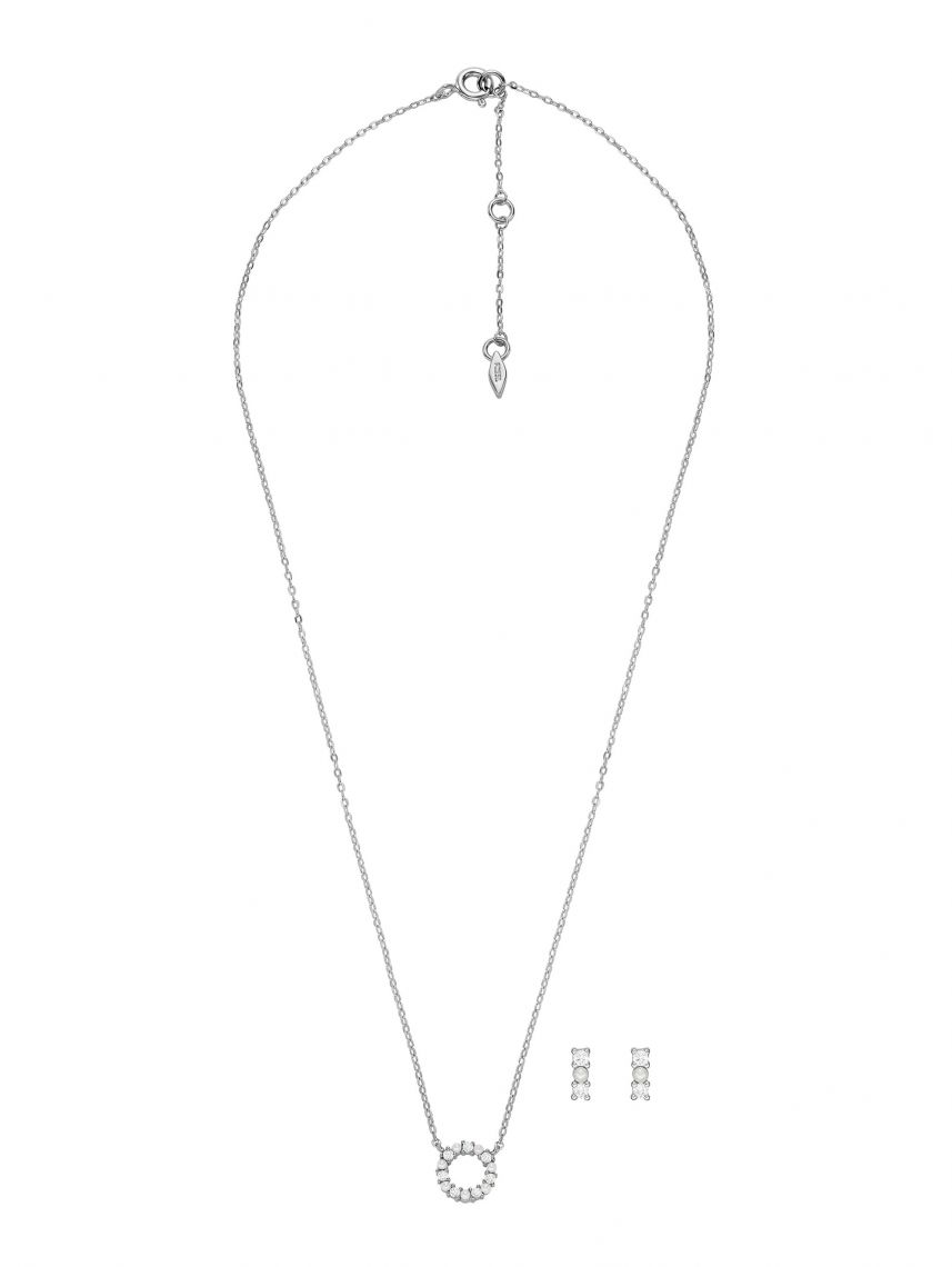 סט שרשרת ועגילי פוסיל לאישה דגם JFS00584SET