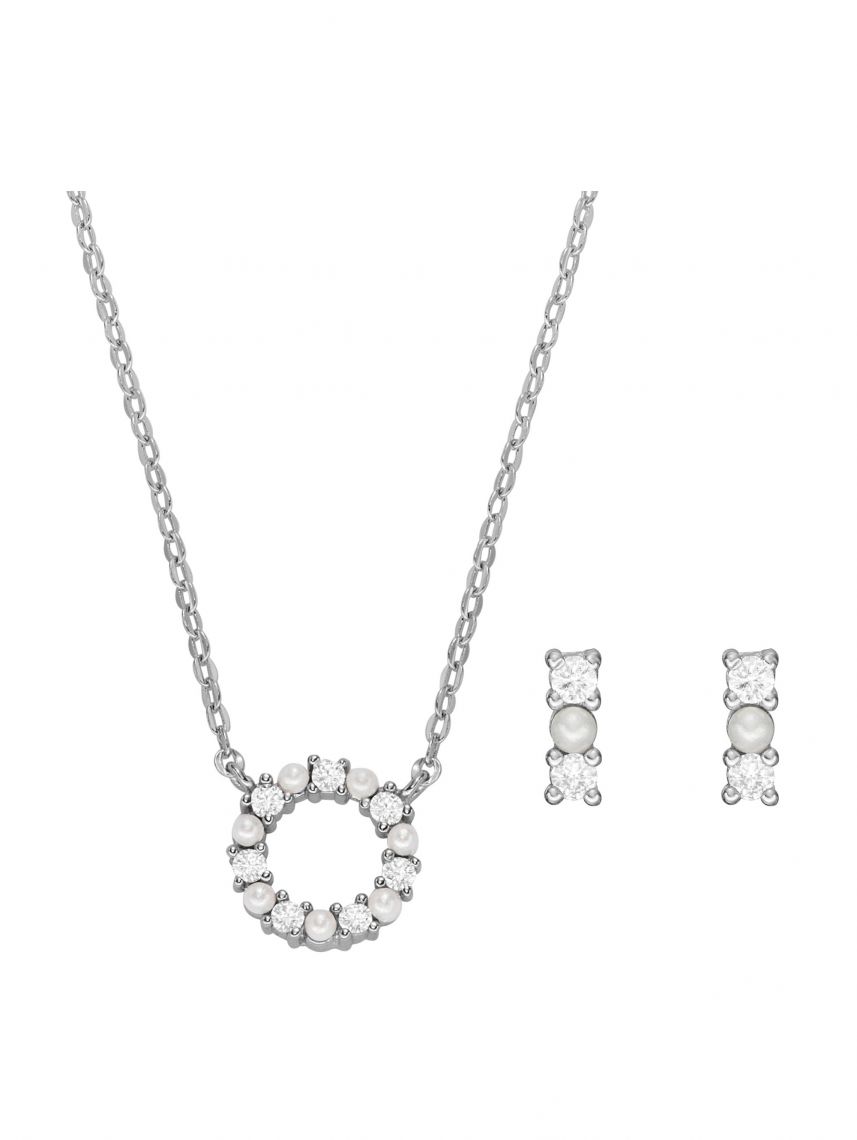 סט שרשרת ועגילי פוסיל לאישה דגם JFS00584SET
