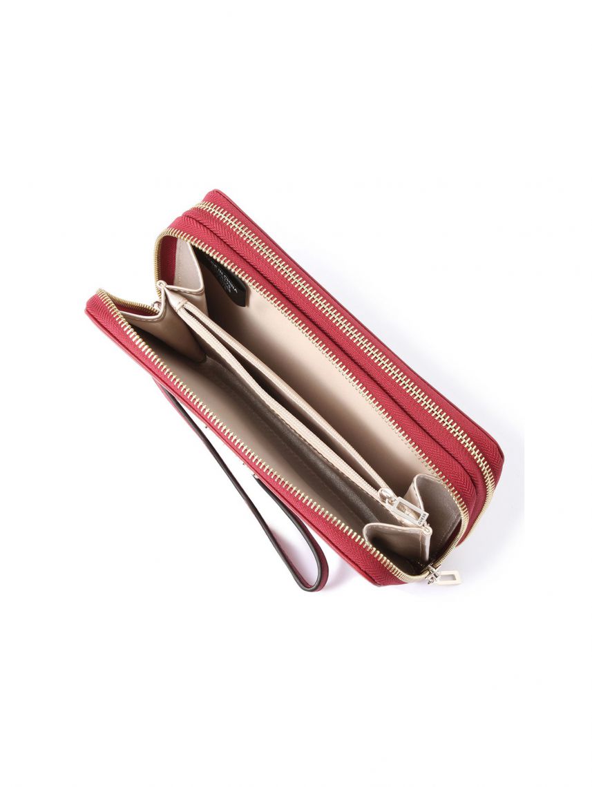 ארנק דמוי עור GUESS לאישה בצבע בורדו קולקציית ALBY דגם DF745568-MER