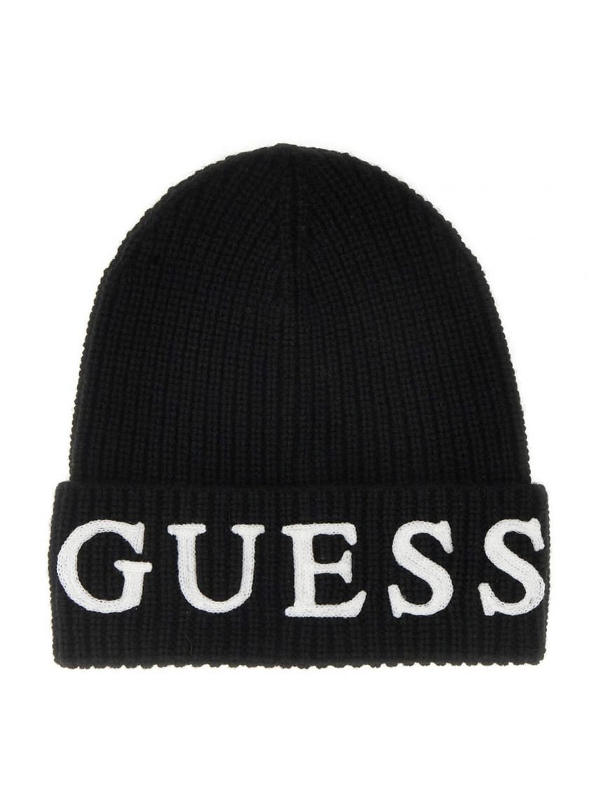 סט צעיף וכובע צמר מבית Guess דגם GFBOXWP4402-BLA