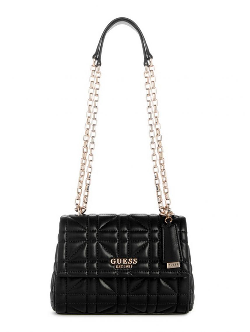 תיק דמוי עור לאישה מבית Guess קולקציית ASSIA דגם QG849921-BLA