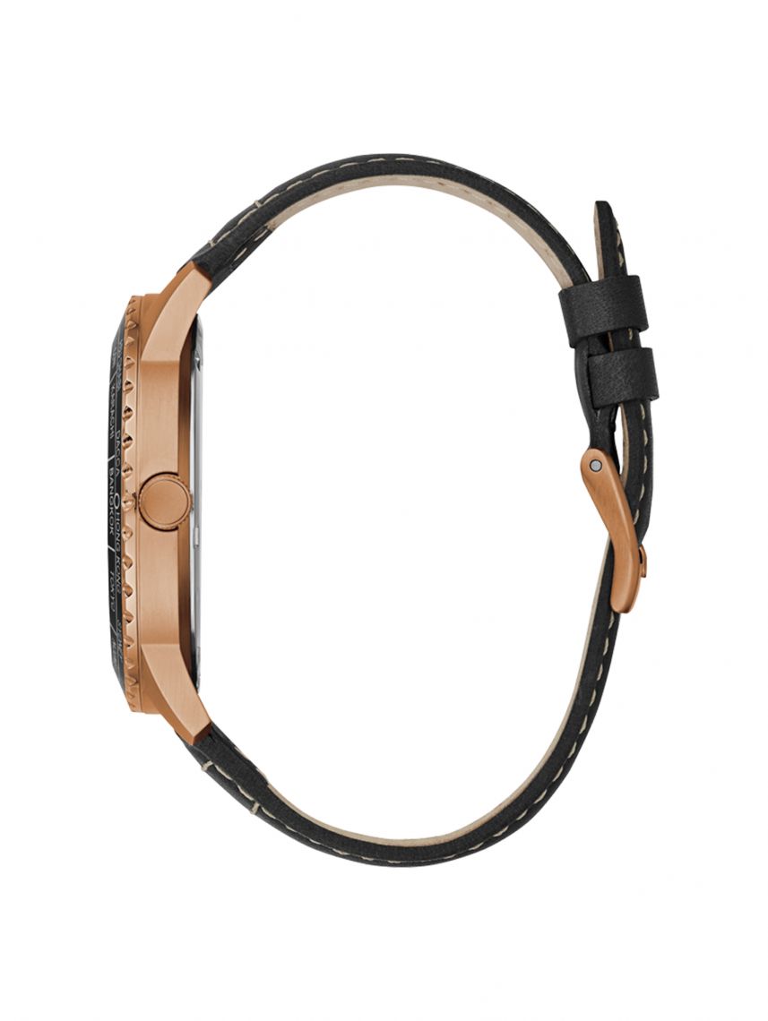 שעון יד GUESS לגברים עם רצועת עור קולקציית PIONEER דגם W1170G2