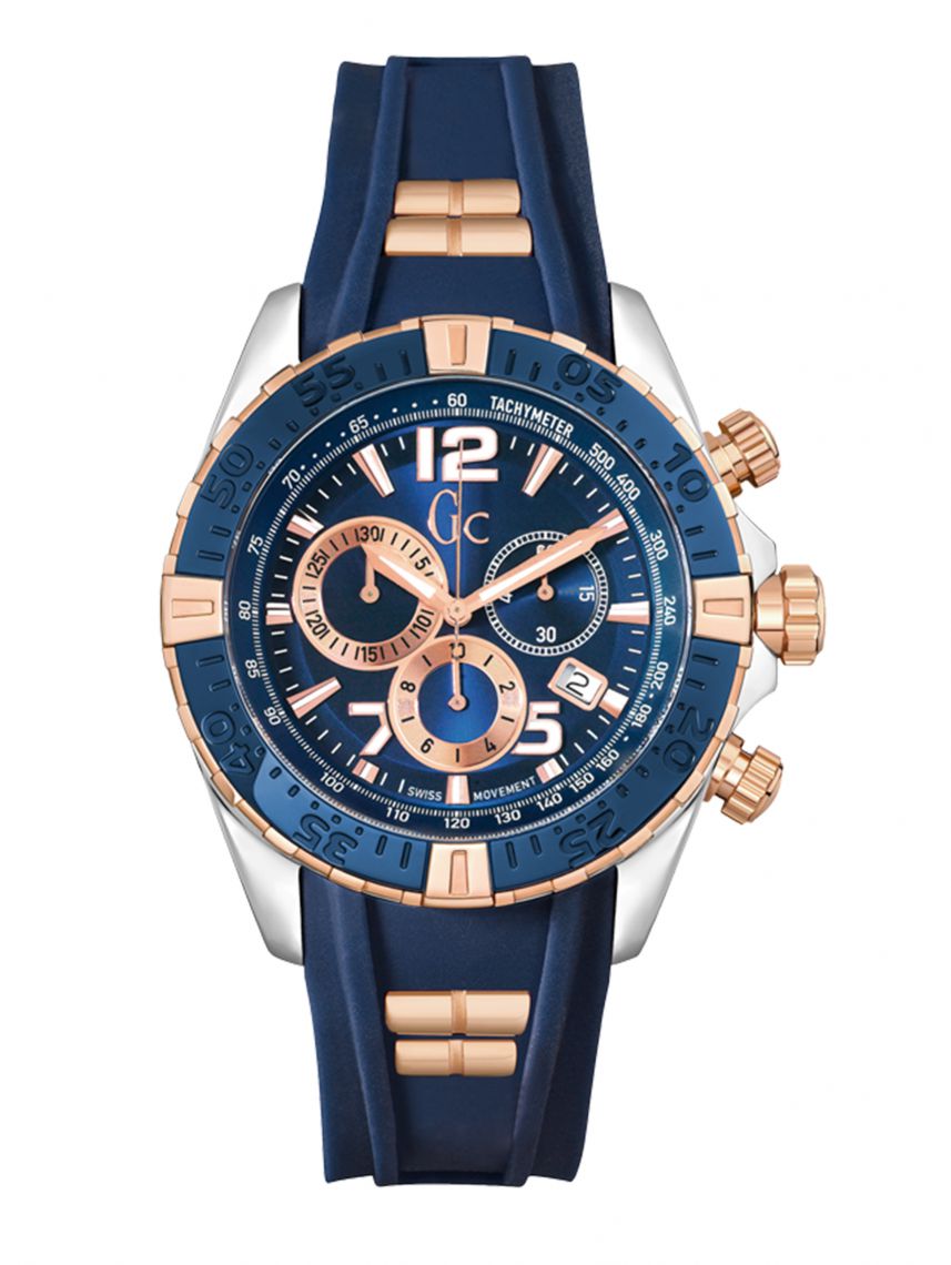 שעון יד שוויצרי GC לגבר עם רצועת סיליקון קולקציית SportRacer דגם Y02009G7